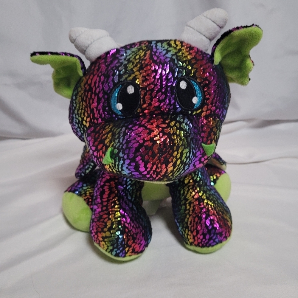 Fiesta Metallic Rainbow Calypso Dragon 10" Plush Stuffed Animal Toy